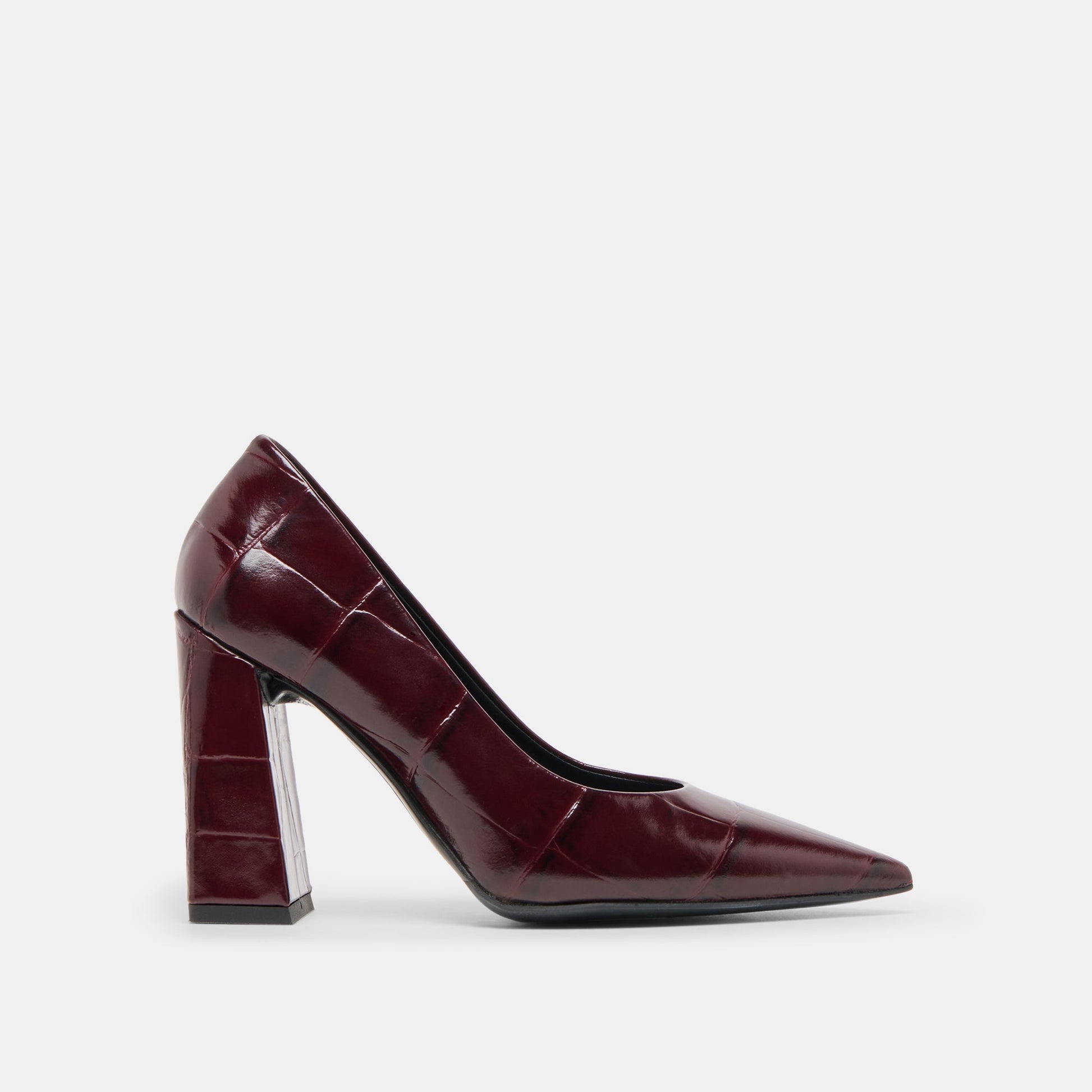 Misty Burgundy Croco Embossed Leather Heels Dolce Vita