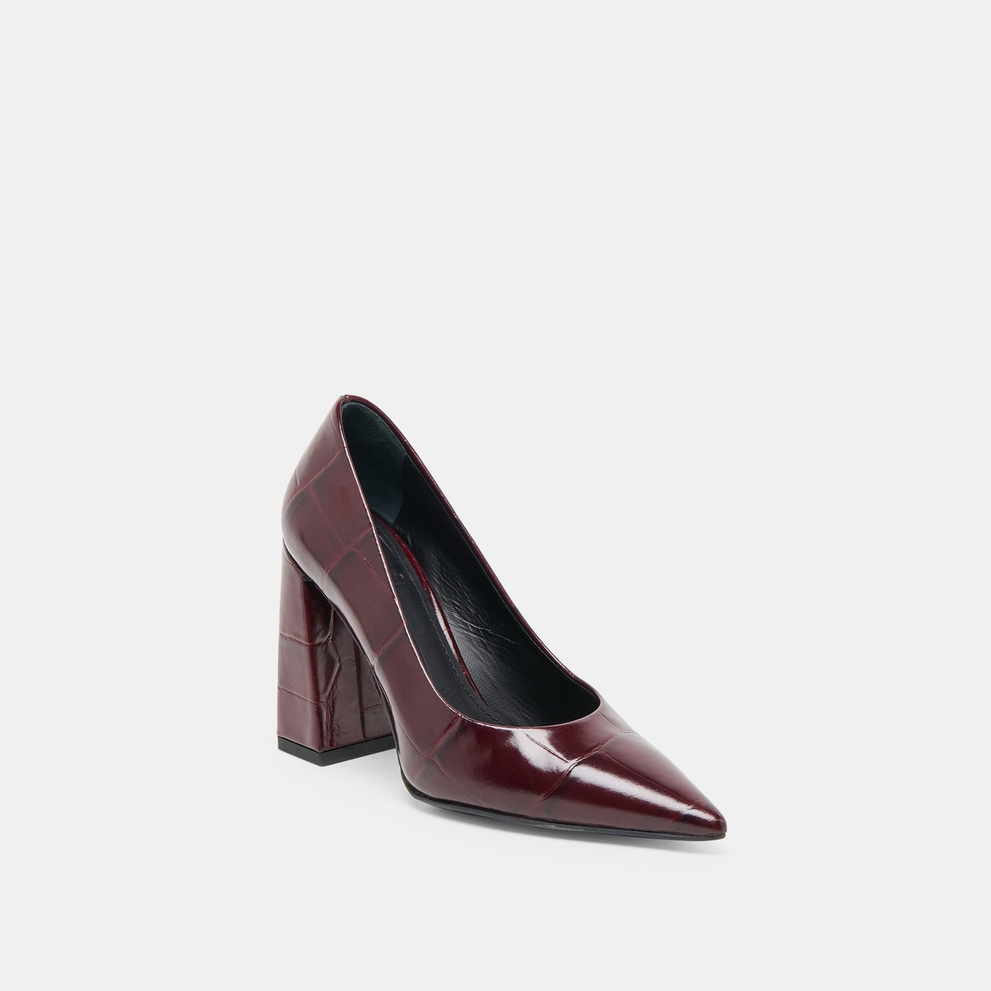 Misty Burgundy Croco Embossed Leather Heels Dolce Vita