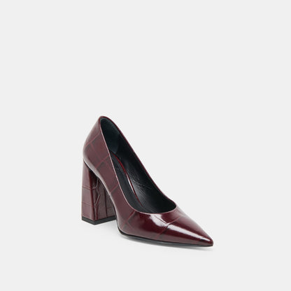 Misty Burgundy Croco Embossed Leather Heels Dolce Vita