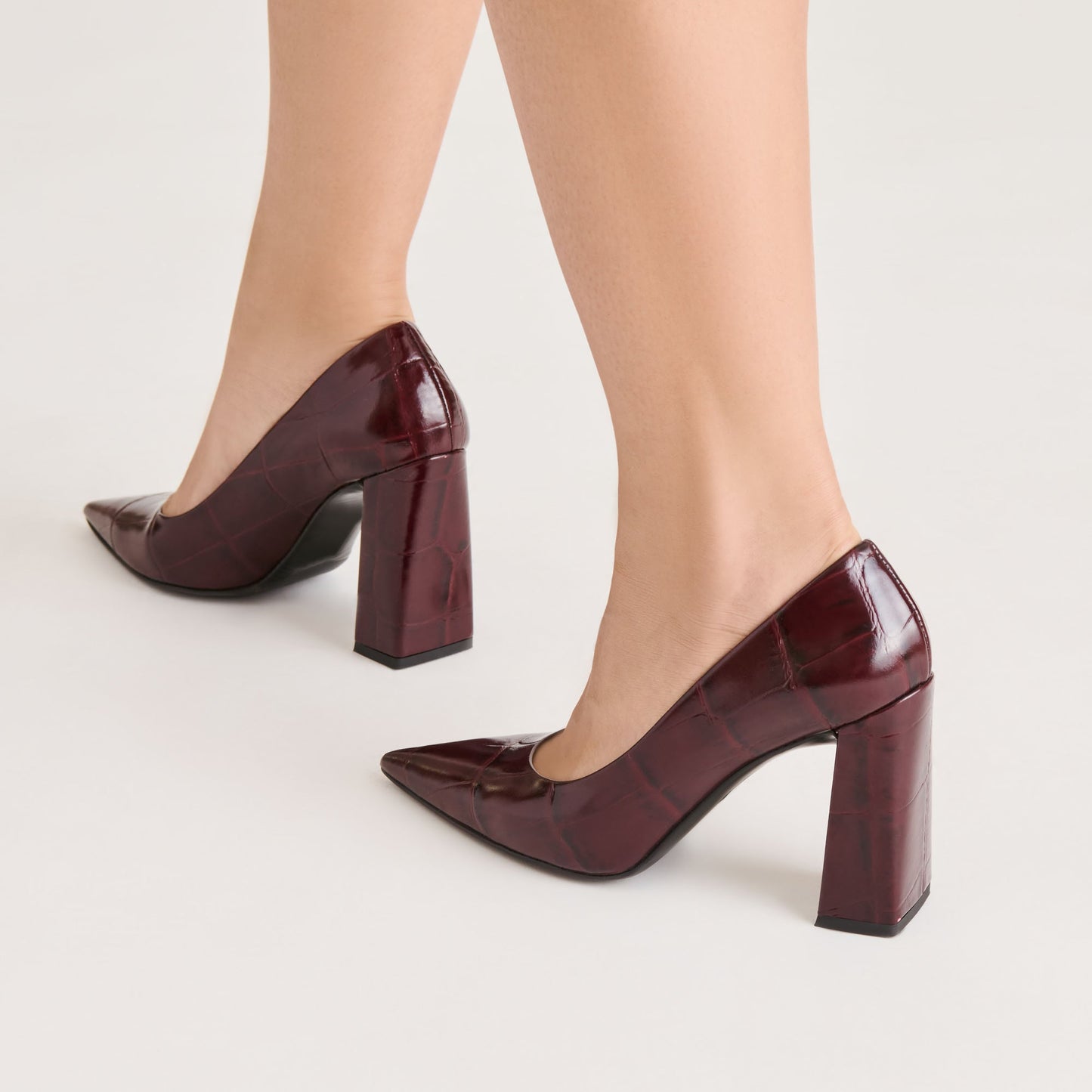Misty Burgundy Croco Embossed Leather Heels Dolce Vita
