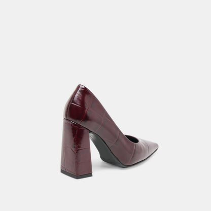 Misty Burgundy Croco Embossed Leather Heels Dolce Vita