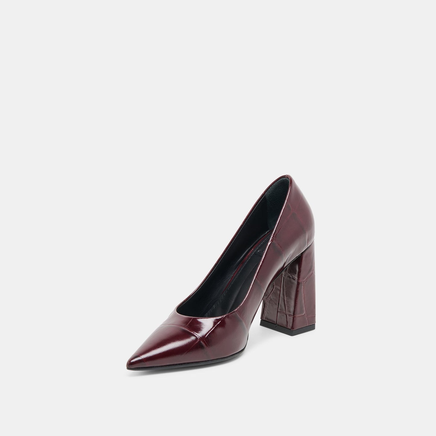 Misty Burgundy Croco Embossed Leather Heels Dolce Vita