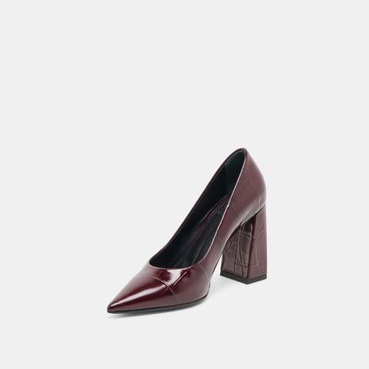Misty Burgundy Croco Embossed Leather Heels Dolce Vita