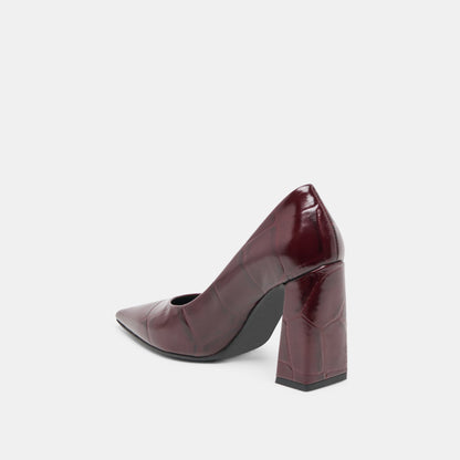 Misty Burgundy Croco Embossed Leather Heels Dolce Vita