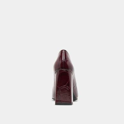 Misty Burgundy Croco Embossed Leather Heels Dolce Vita