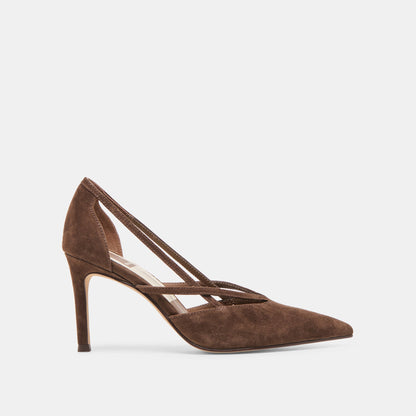 Kaine Dk Brown Suede Heels Dolce Vita