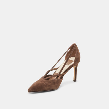 Kaine Dk Brown Suede Heels Dolce Vita