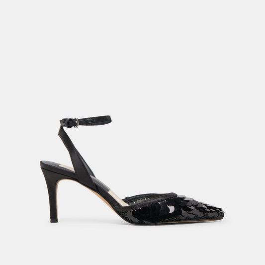 Elizza Confetti Onyx Woven Mesh Heels Dolce Vita