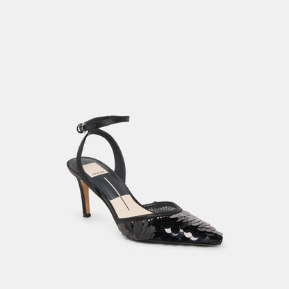 Elizza Confetti Onyx Woven Mesh Heels Dolce Vita