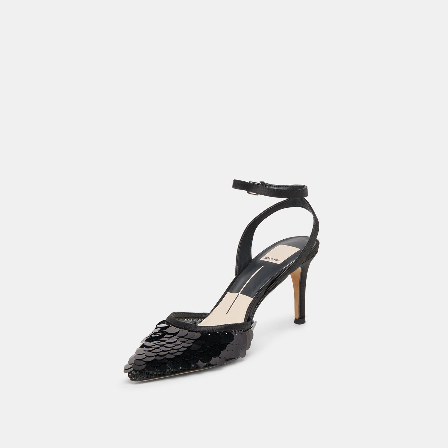 Elizza Confetti Onyx Woven Mesh Heels Dolce Vita