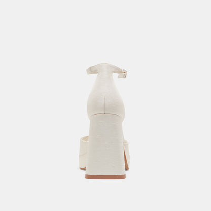 PANDRO WIDE HEELS WHITE SATIN Dolce Vita
