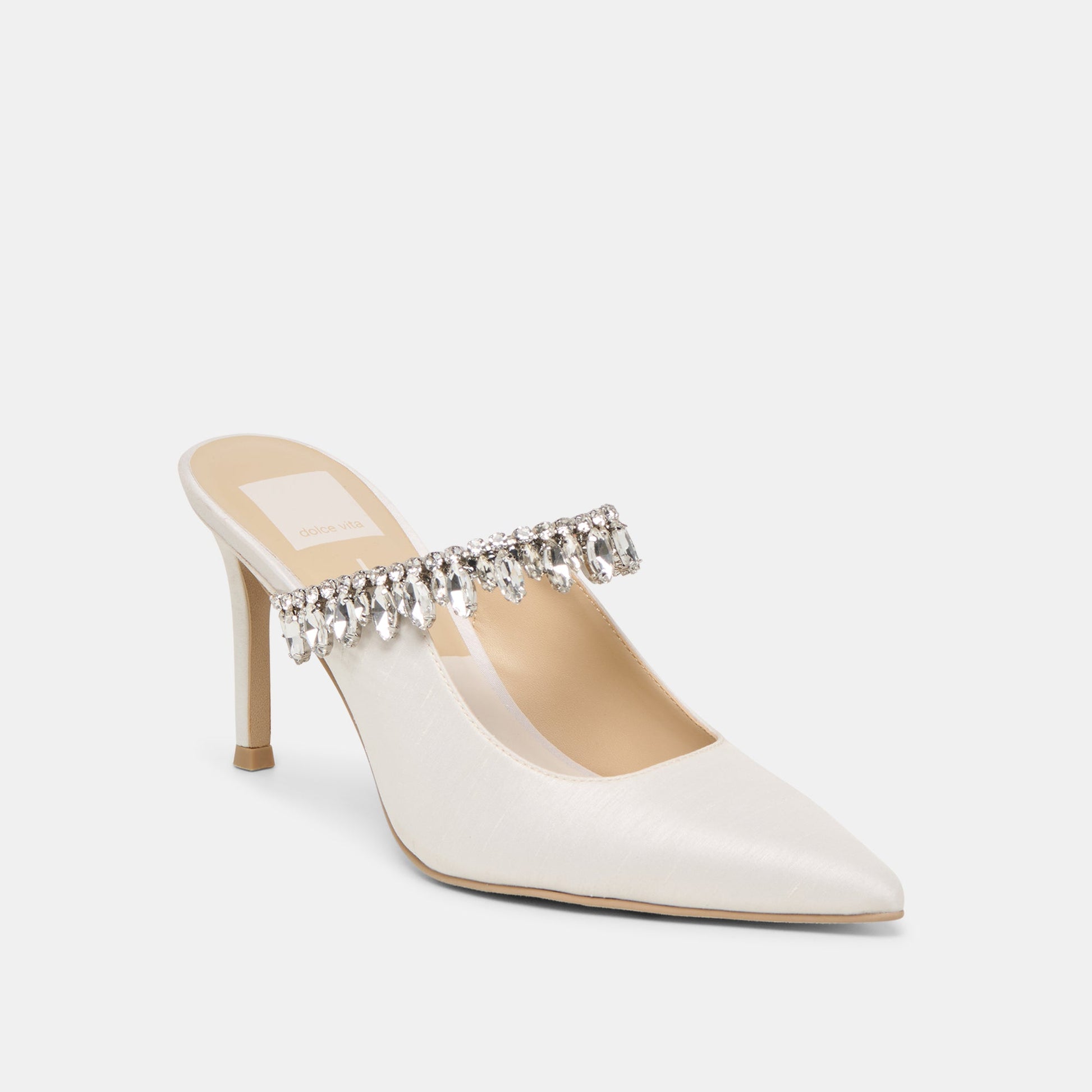 Keli Crystal White Satin Heels Dolce Vita