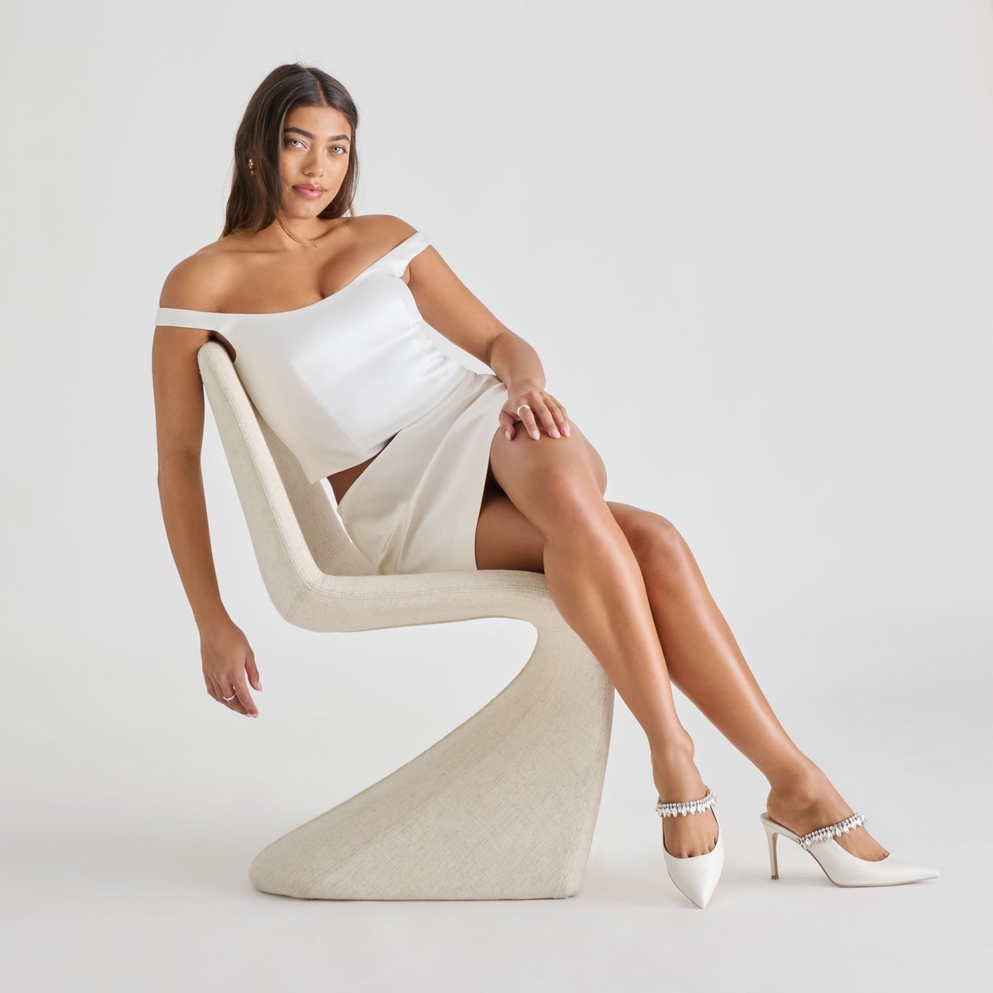 Keli Crystal White Satin Heels Dolce Vita