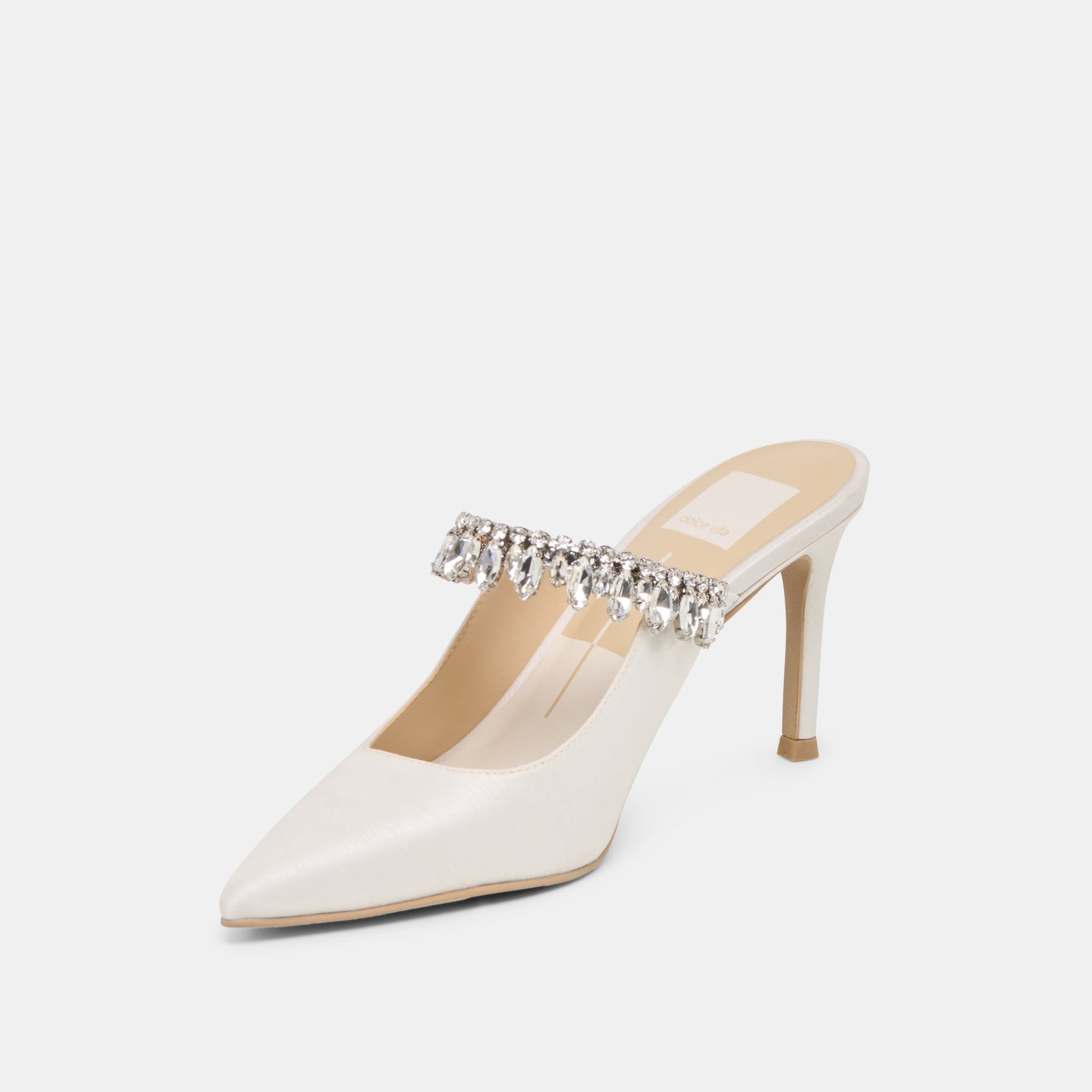 Keli Crystal White Satin Heels Dolce Vita