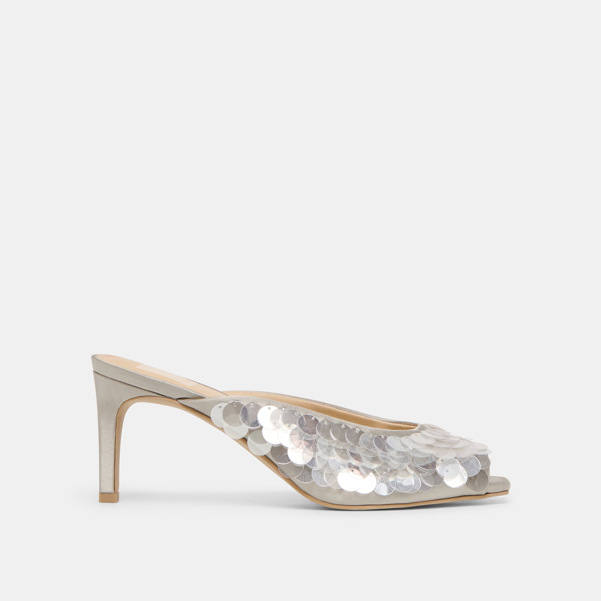 Samary Confetti Silver Satin Heels Dolce Vita