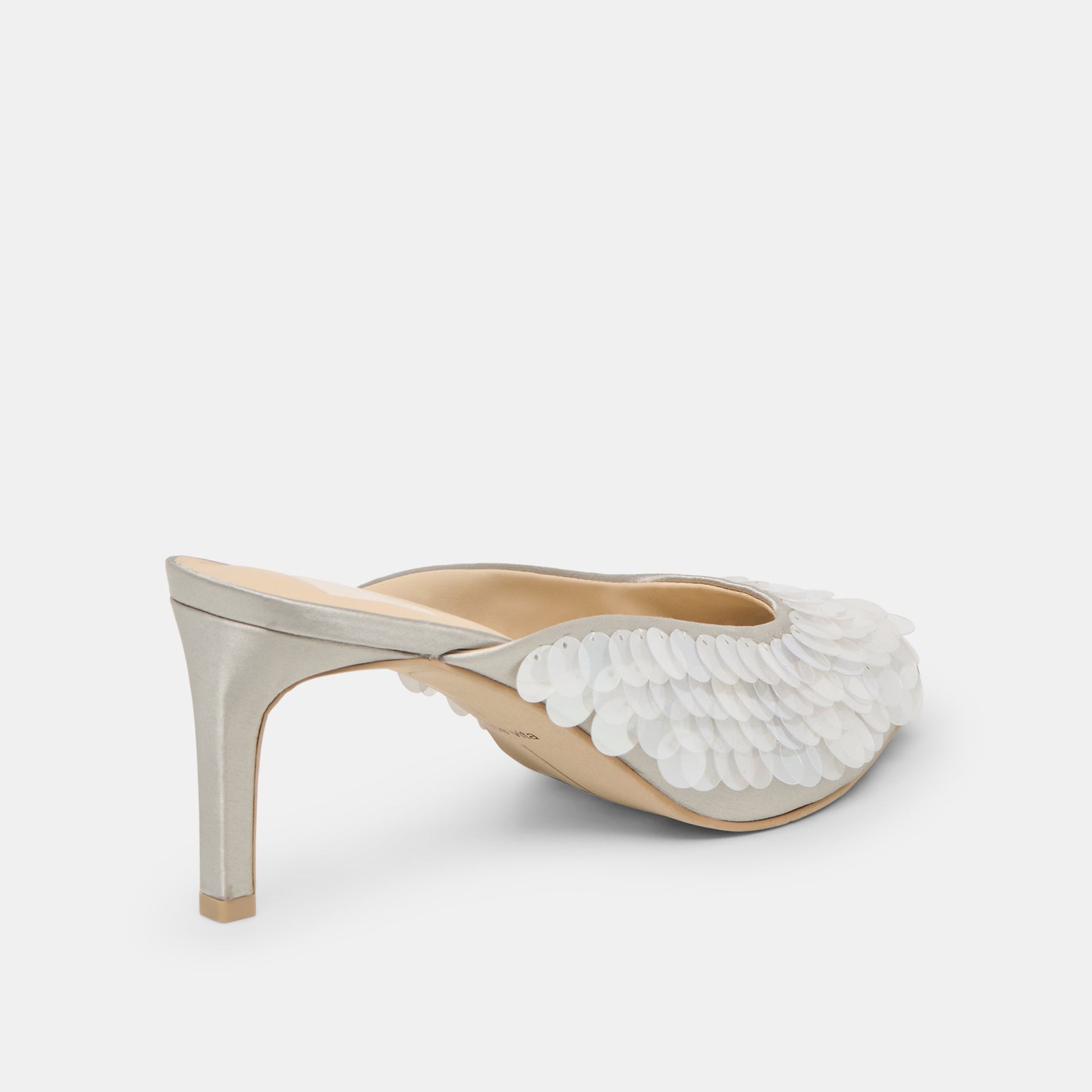 Samary Confetti Silver Satin Heels Dolce Vita