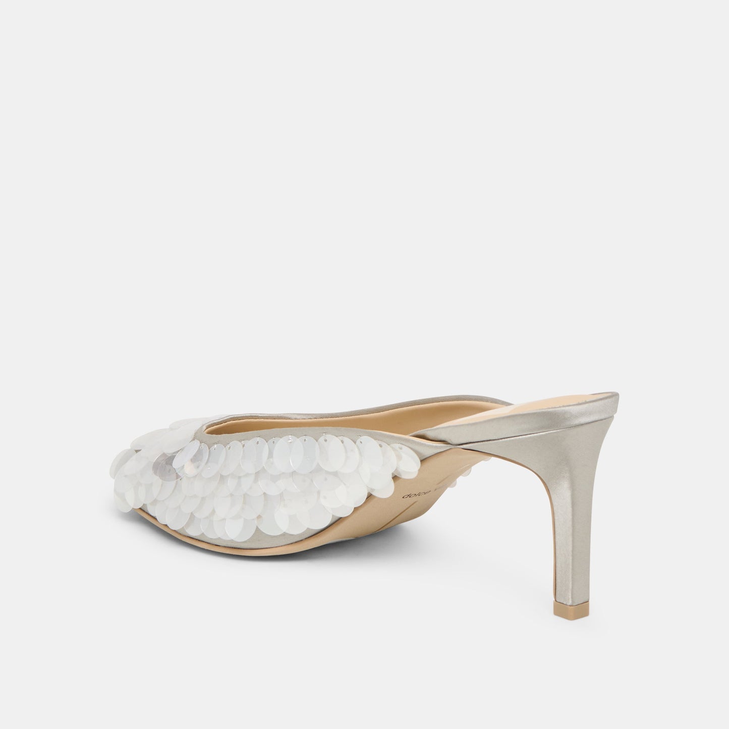 Samary Confetti Silver Satin Heels Dolce Vita