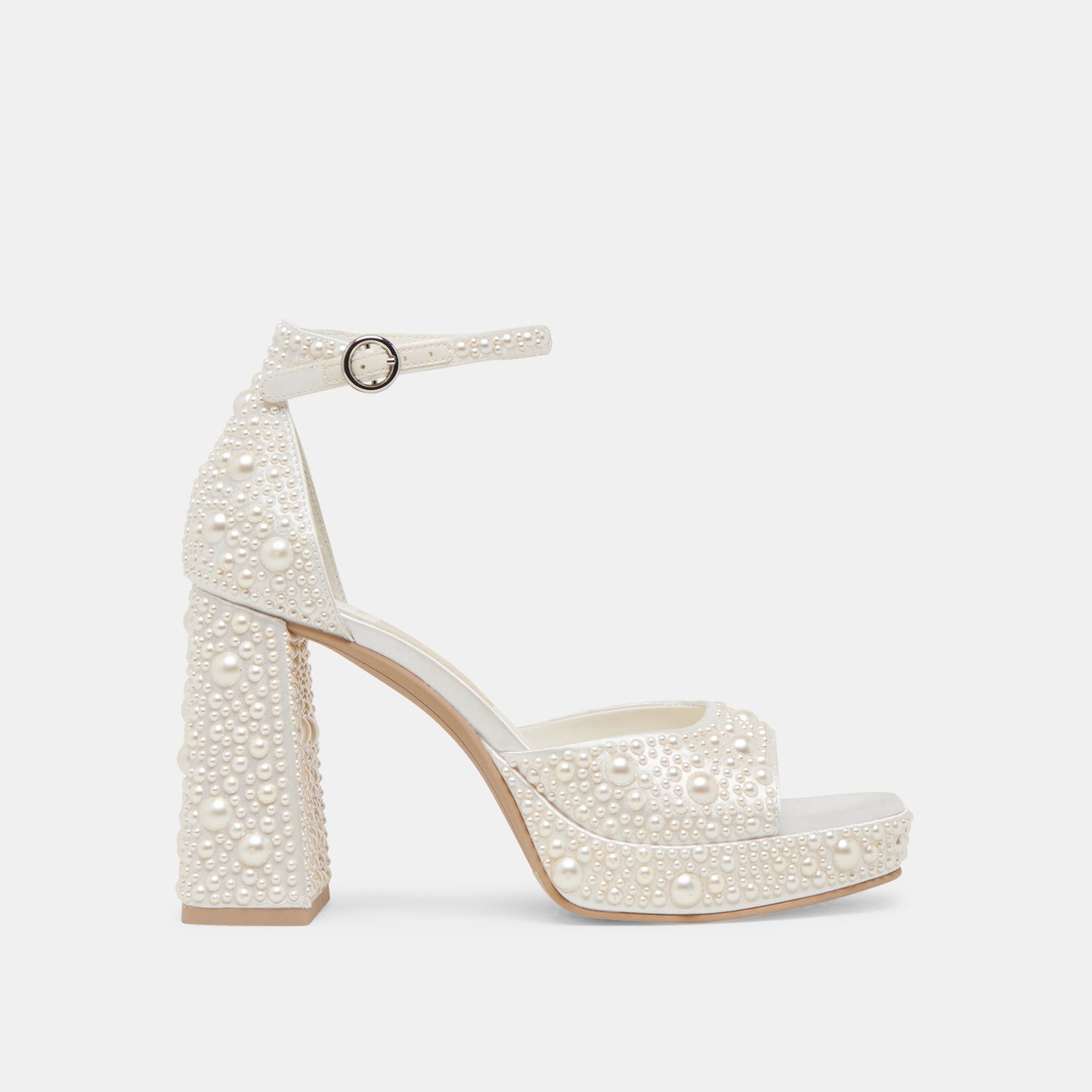 PANDRO PEARL HEELS TRUE WHITE SATIN Dolce Vita