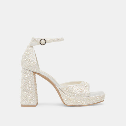 PANDRO PEARL HEELS TRUE WHITE SATIN Dolce Vita