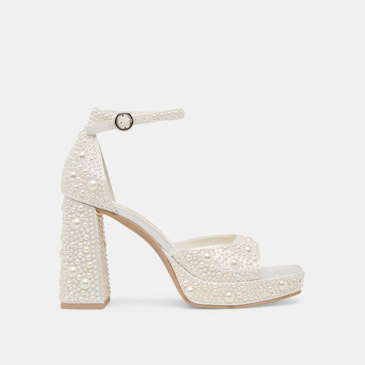 PANDRO PEARL HEELS TRUE WHITE SATIN Dolce Vita