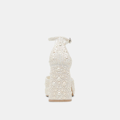 PANDRO PEARL HEELS TRUE WHITE SATIN Dolce Vita