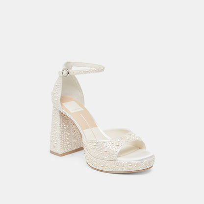 PANDRO PEARL HEELS TRUE WHITE SATIN Dolce Vita
