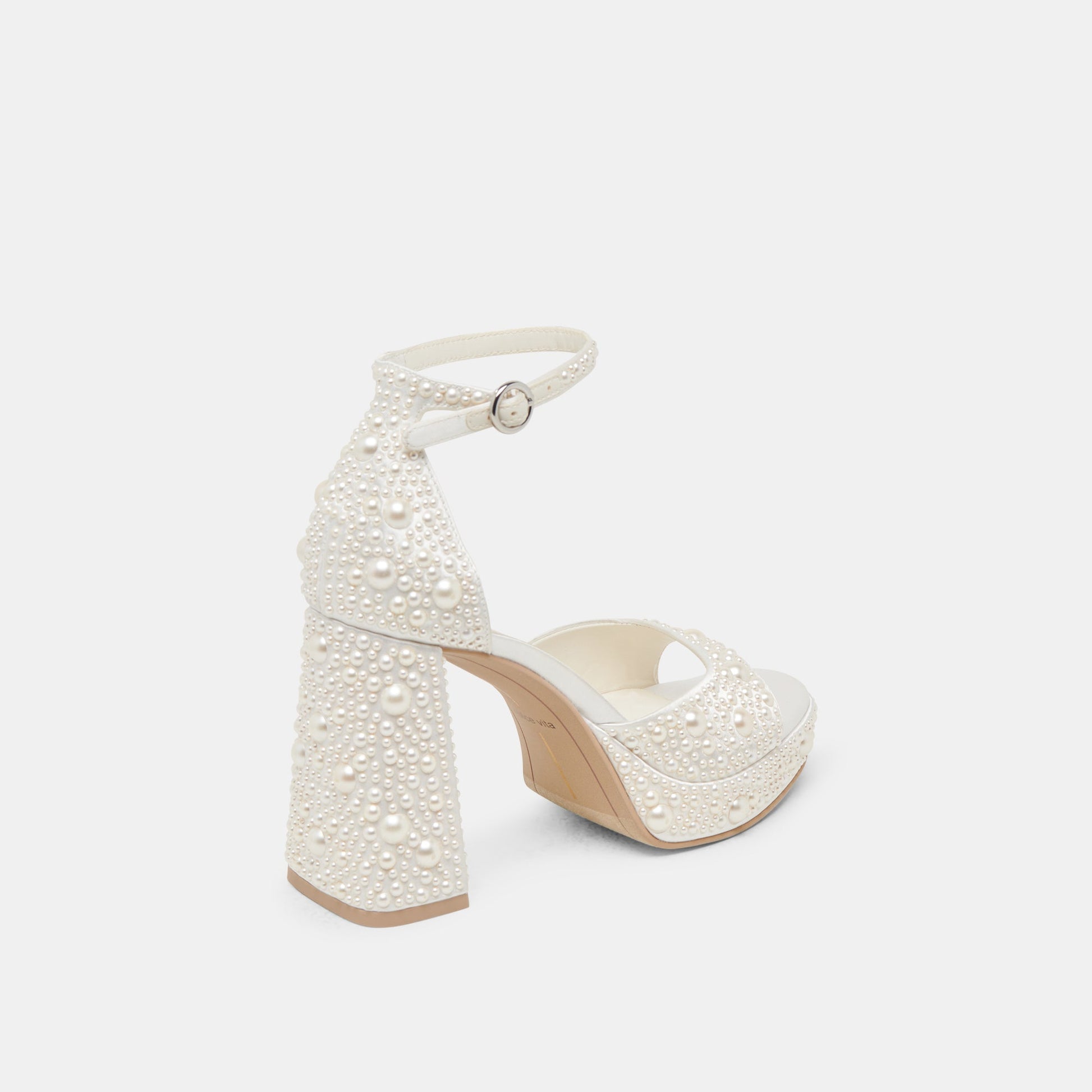 PANDRO PEARL HEELS TRUE WHITE SATIN Dolce Vita