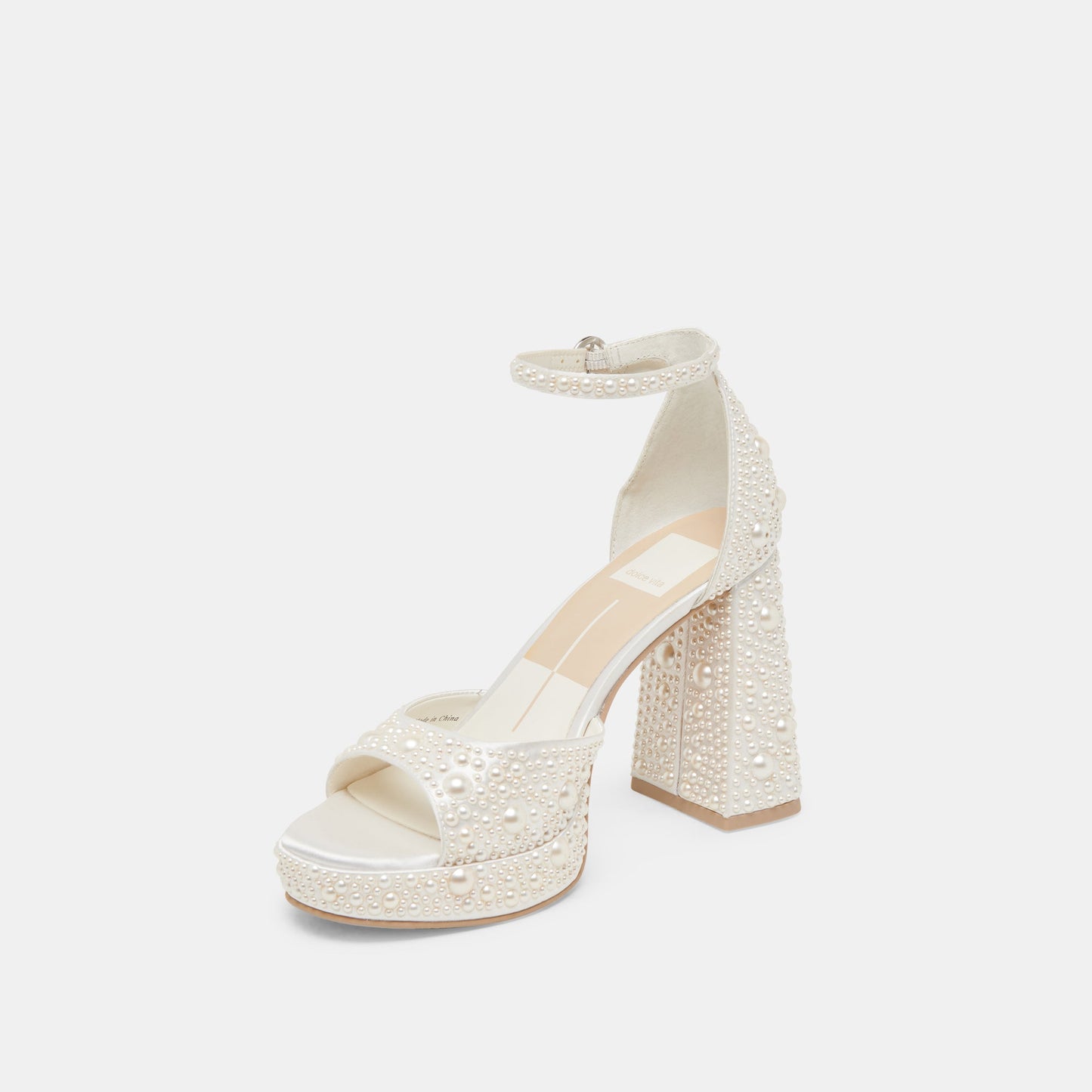PANDRO PEARL HEELS TRUE WHITE SATIN Dolce Vita