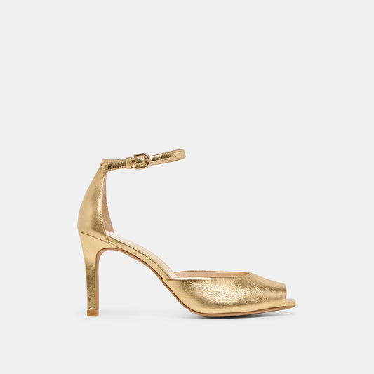 Serlo Gold Crinkle Patent Heels Dolce Vita