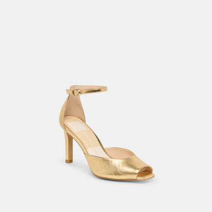 Serlo Gold Crinkle Patent Heels Dolce Vita