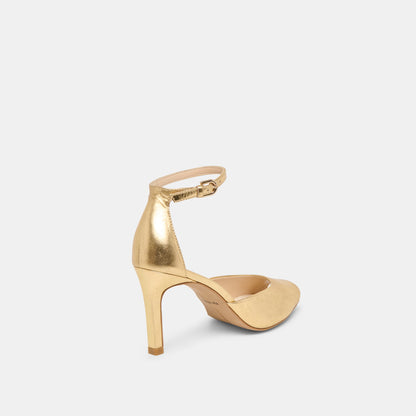 Serlo Gold Crinkle Patent Heels Dolce Vita