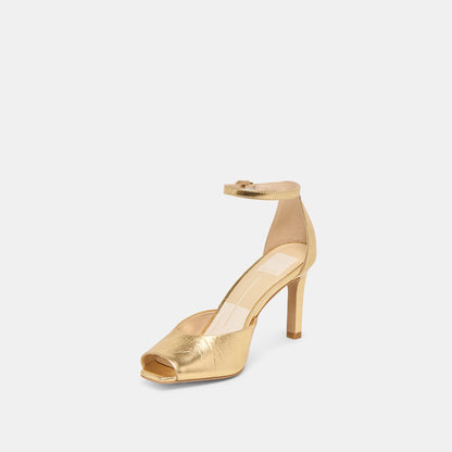 Serlo Gold Crinkle Patent Heels Dolce Vita