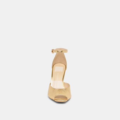Serlo Gold Crinkle Patent Heels Dolce Vita