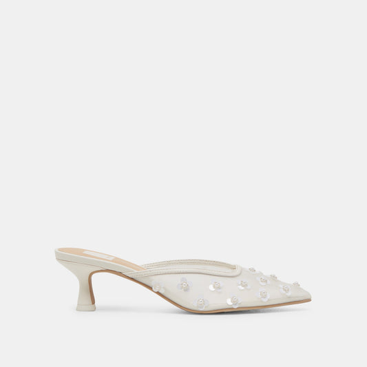 CLARA PEARL HEELS TRUE WHITE DAISY MESH Dolce Vita