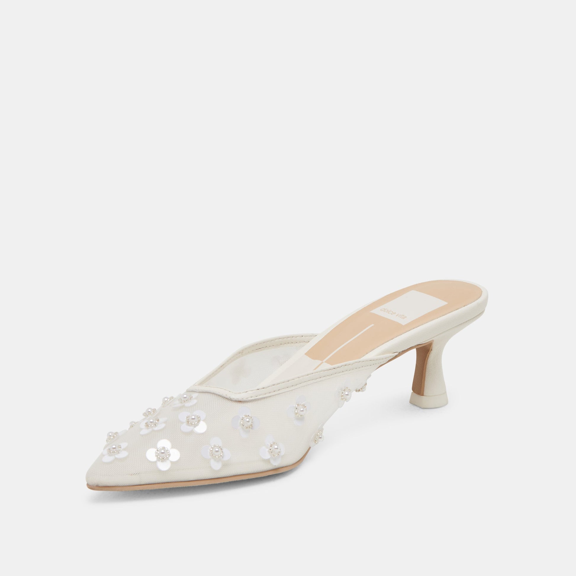 CLARA PEARL HEELS TRUE WHITE DAISY MESH Dolce Vita