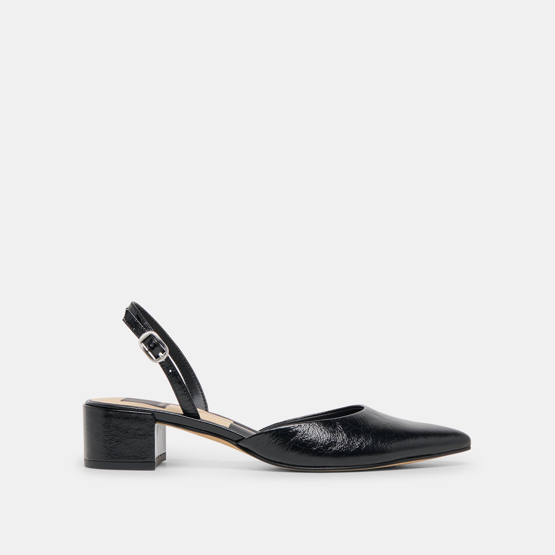 Carel Midnight Crinkle Patent Leather Heels Dolce Vita