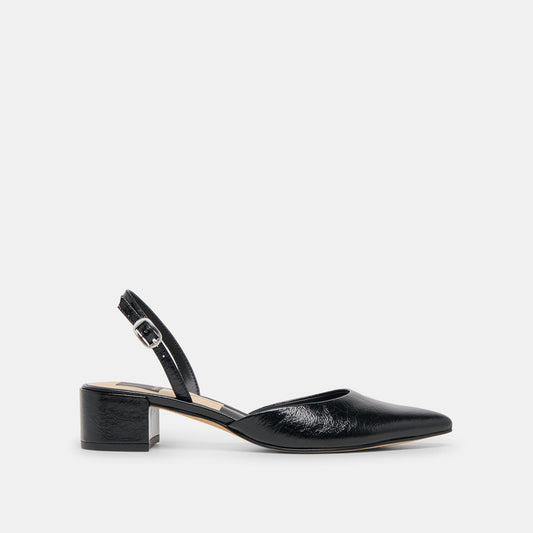 Carel Midnight Crinkle Patent Leather Heels Dolce Vita