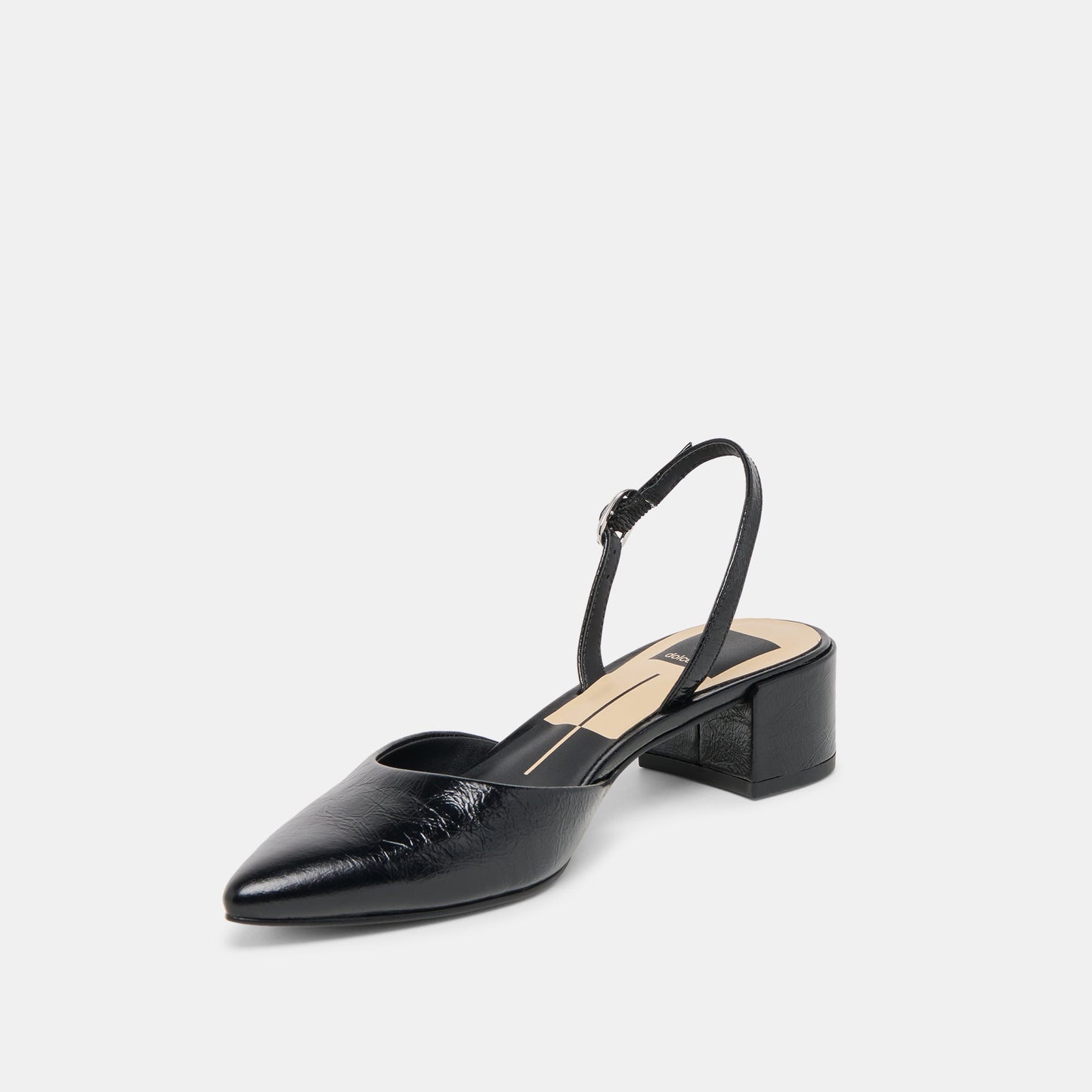 Carel Midnight Crinkle Patent Leather Heels Dolce Vita