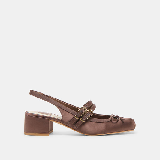 Loris Mahogany Satin Heels Dolce Vita