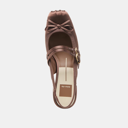 Loris Mahogany Satin Heels Dolce Vita