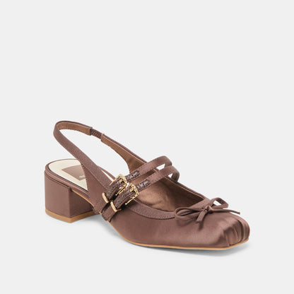 Loris Mahogany Satin Heels Dolce Vita