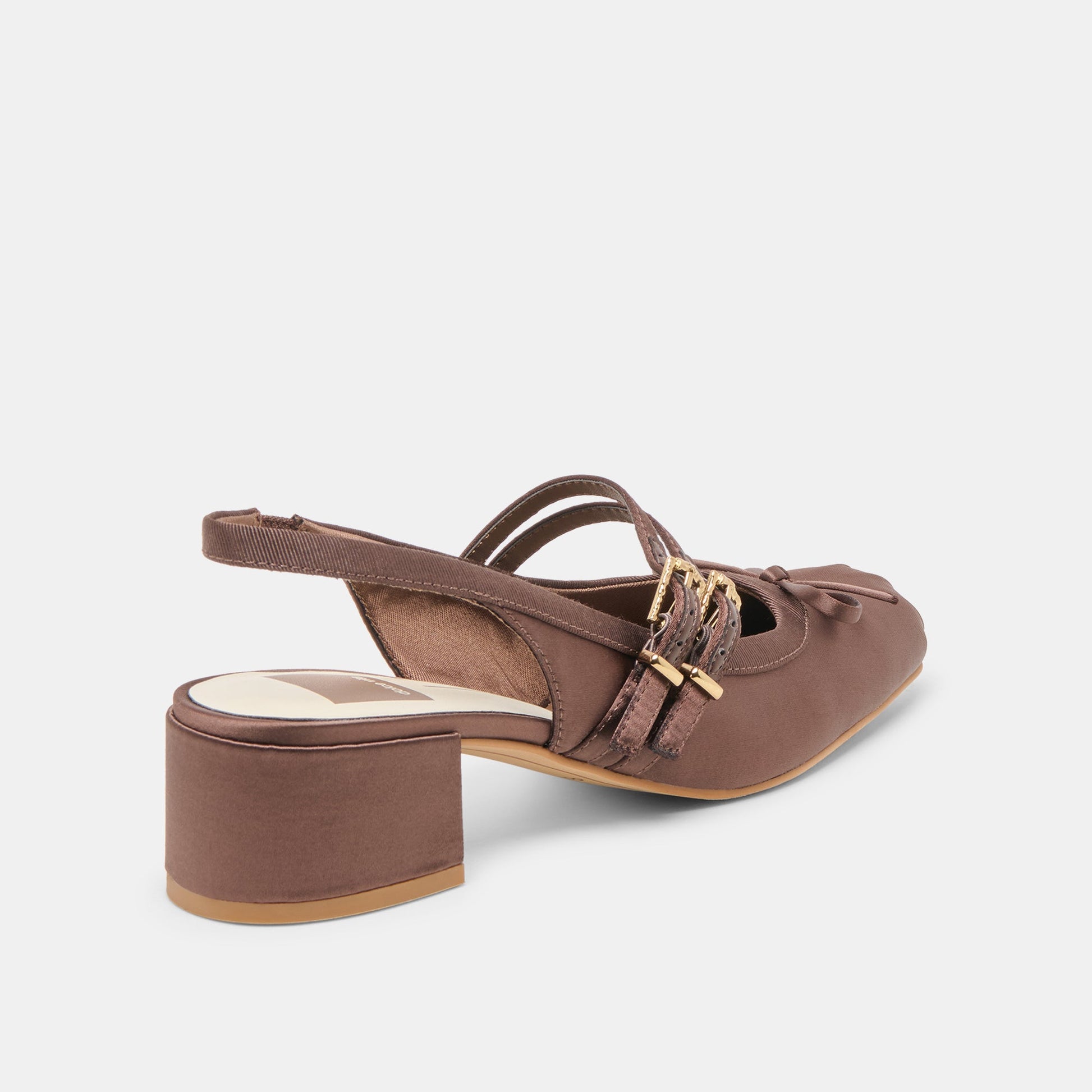 Loris Mahogany Satin Heels Dolce Vita