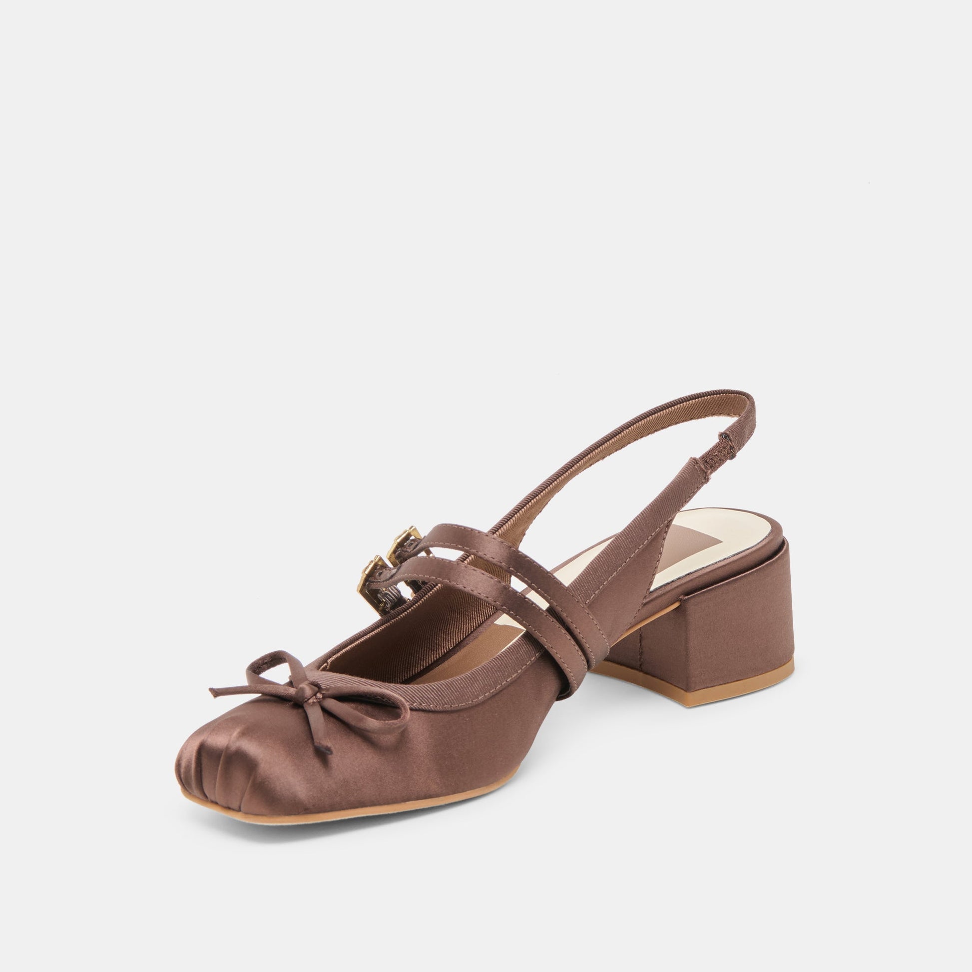 Loris Mahogany Satin Heels Dolce Vita