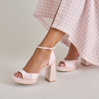Reyes X Byrdie Golf Pink Plaid Gingham Heels Dolce Vita