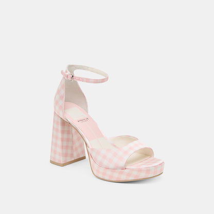 Reyes X Byrdie Golf Pink Plaid Gingham Heels Dolce Vita