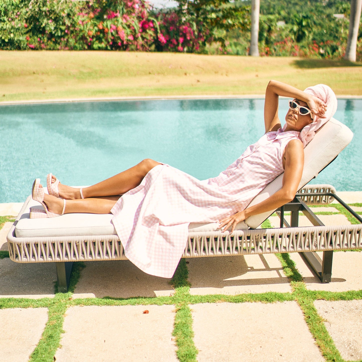 Reyes X Byrdie Golf Pink Plaid Gingham Heels Dolce Vita