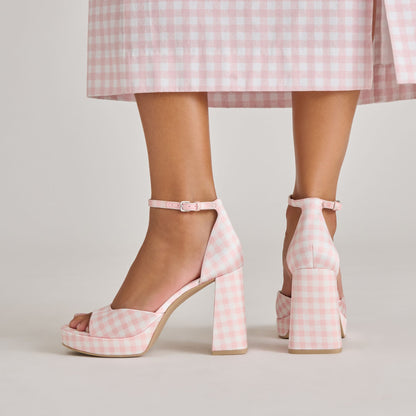 Reyes X Byrdie Golf Pink Plaid Gingham Heels Dolce Vita