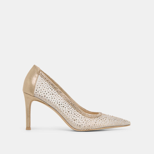 Kashe Crystal Lt Gold Mesh Heels Dolce Vita