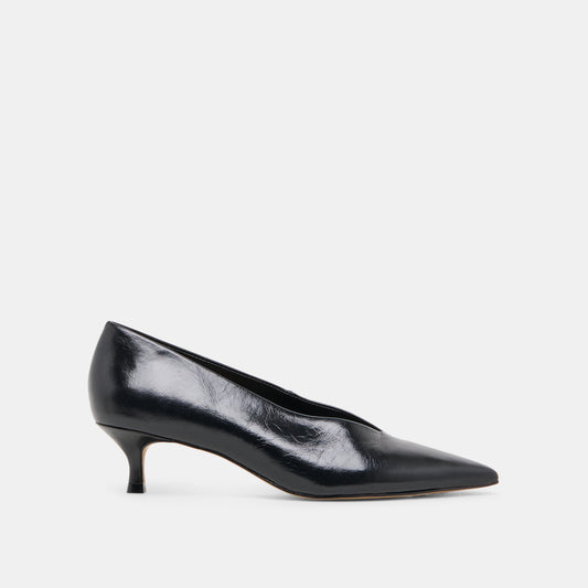ALWYN HEELS MIDNIGHT CRINKLE PATENT Dolce Vita