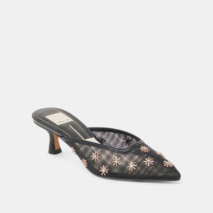 CLARA WIDE HEELS BLACK MESH Dolce Vita